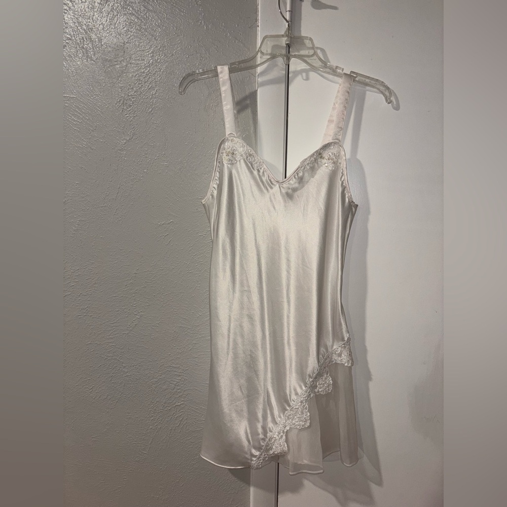 Elegant White Satin Chemise